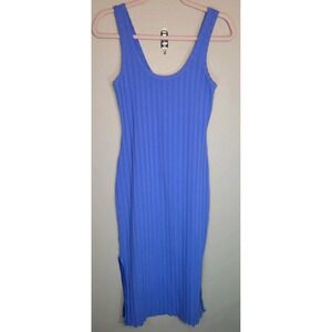 Offline by Aerie Blue Ribbed Maxi Dress Small Side Slit Bodycon